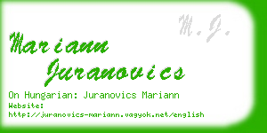 mariann juranovics business card